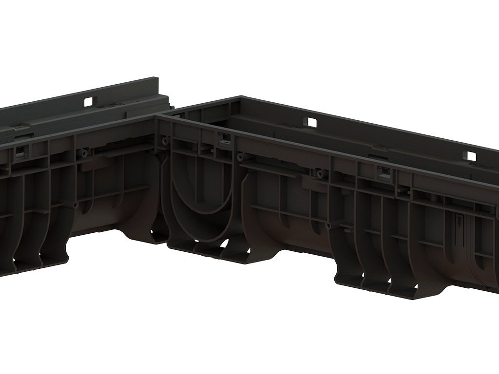 Лоток водоотводный пластиковый BASE DN100 H150 с решеткой щелевой стальной оцинкованной A15